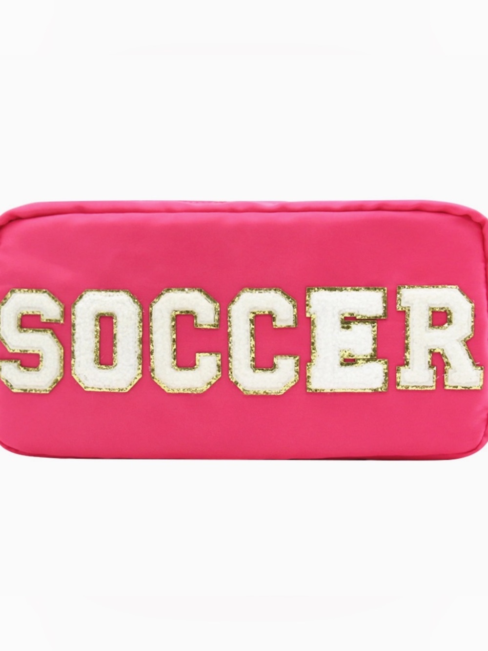 Nylon Cosmetic Bag Pink Soccer Chenille